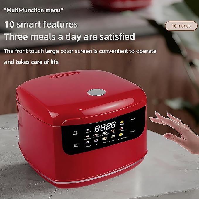 Smart Rice cooker,2L Mini Protable Rice Cooker,5 Cups Cooked/3 Cups Uncooked, 400W Non-Stick Rice Maker, 24 hours Timer Delay, 10 Functions, Fast Cooker