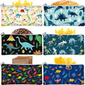 Chumia 6 Pcs Reusable Snack Bags Christmas Gifts Food Safety Washable Snack Bags Lunch with Zipper Portable Sandwich Bag Food Storage Pouch Double Layer (Dinosaur Skeleton,6.9 x 3.7 Inches)