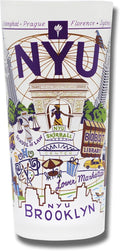 Catstudio Drinking Glass, New York University Glass Cup for Kitchen, 15oz Dishwasher Safe Tumbler for NYU Alumni