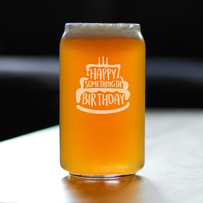 Bevvee Somethingth Birthday - Funny 16 oz Beer Can Pint Glass - Fun Bday Gifts for Men or Women - Fun Party Decor