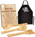 Mama Gifts, Christmas Mom Gift Idea, Gift for Mom Wooden Cutting Board with Cooking Utensils Set with Apron Set, Happy Mothers Day Mom Kitchen Present