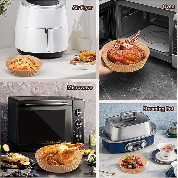 Air Fryer Liners Round,100PCS 6.3 inch Disposable Liner for Air Fryer 2Qt to 5Qt,Unbleached Non-stick Non-leak Small Airfryer liner Parchment Paper