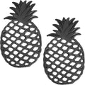 Sumnacon 2 Pack Cast Iron Trivets for Hot Dishes, Pots and Pans - Decorative Pineapple Trivet with Non-Slip Rubber Pegs Rustic Metal Pot Holders for Kitchen Countertop Dining Table Home Decor, Black