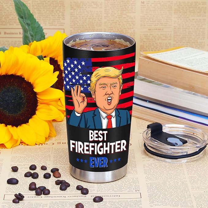 Firefighter Gifts for Men, Fireman Gifts for Firefighters Men - Firefighter Christmas Gift for Fire Fighter, 20 OZ Firemen Stainless Steel Insulated Travel Coffee Tumbler Cup