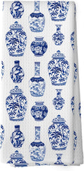 Chinoiserie Porcelain Kitchen Dish Towels, Blue and White Floral Bottle Gifts for Women, Grand Millenial Decor，Trendy Floar Flower Ginger Jar Hand Towels Kitchen Tea Towels Decorations, 16x24inch