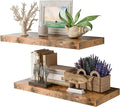Rustic Brown 24 Inch Floating Shelves for Wall, 10 Inch Deep Floating Shelves, Wall Shelves for Bathroom Over Toilet, Live Edge Display Shelf with Invisible Brackets for Bedroom, Home Decor