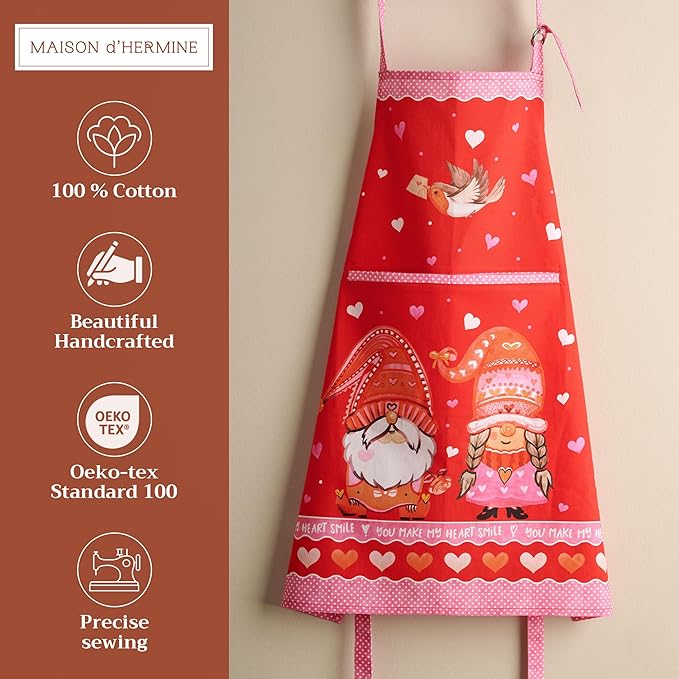 Maison d' Hermine 100% Cotton Apron for women with Pocket Kitchen Chef Apron for Men Cooking Gardening Server Waitress
