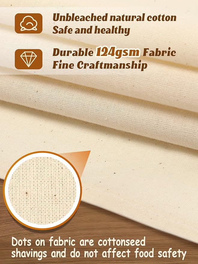 3pcs 100% cotton Tea Towels for Baking Sourdough - 14" x 18'' Unbleached Bread Basket Flour Sack Towels, Proofing Cover Cloth for Dough Raising, Bread Making Accessories Bakers Gift