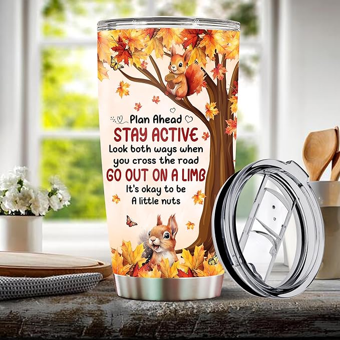 Squirrel Coffee Tumbler 20 Oz Stainless Steel Squirrels Whisperer Gifts for Women Girls Kids Daughter Mug With Lid Travel Cup Drinking Cups Christmas Birthday Valentine Gift