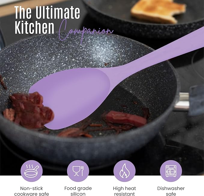 NEXTOP Silicone Spatula Set of 4 – Multipurpose Seamless Silicone Spoon Spatula for Mixing and Cooking – Heat Resistant Flexible Kitchen Utensils for Blending, Stirring, and Baking - Purple