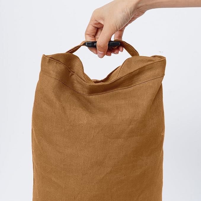 2 Pcs Reusable Linen Bread Bags with Zipper (Dark Yellow), 13 x 19.6 Inches, Plastic Free, Single Layer