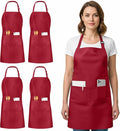 Utopia Kitchen 4 Pack Bib Apron Adjustable with 2 Pockets, Water and Oil Resistant, Cooking Kitchen Chef Apron for Women Men