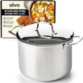 Alva Maestro Stainless Steel Stock Pot 8Qt. - Lasered Engrave Measurement, Oven Safe and Made without PFAS, PFOA & PTFE - Induction and All Stovetop Compatible with Even Heat Distribution