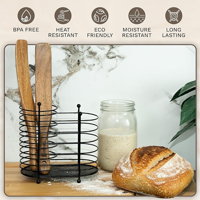 Pack 02 Wooden Spurtle Spatulas for Sourdough Starter, Mixing & Reaching Bottom of Jars – 100% Acacia Wood Dough Whisk & Jar Spatula, Non-Stick Safe Kitchen Tools for Baking, Cooking, and Spreading