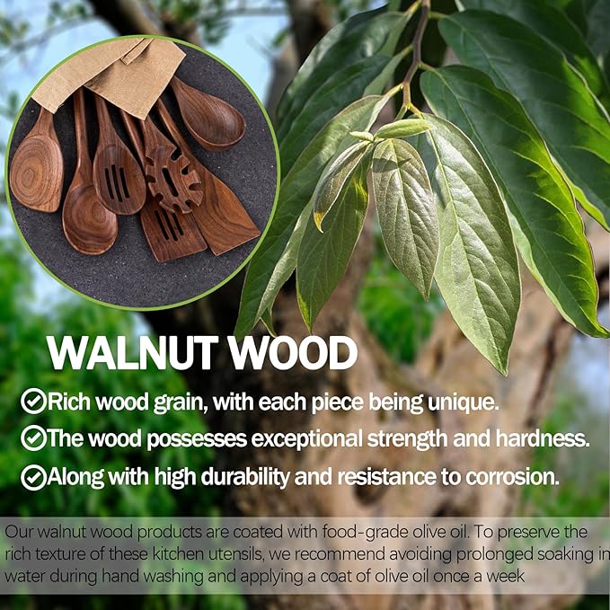 Black Walnut Wood Ladle, 13.58" Extra Long handle | Large Wooden Ladle for Soup, Pasta, Stirring, Sauces, Deep Wood Serving Spoon, Nonstick Solid Wood Kitchen Utensil, Cooking Spoon