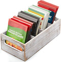 DRASTAR Pantry Organization and Storage Bins, Wooden Seasoning Packet Organizer with Removable Dividers, Retro White Storage Caddy for Kitchen, Pantry, Cabinet, Countertop