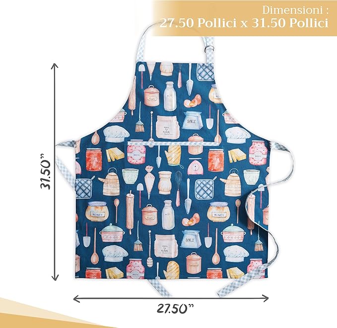 Maison d' Hermine 100% Cotton Apron for women with Pocket Kitchen Chef Apron for Men Cooking Gardening Server Waitress