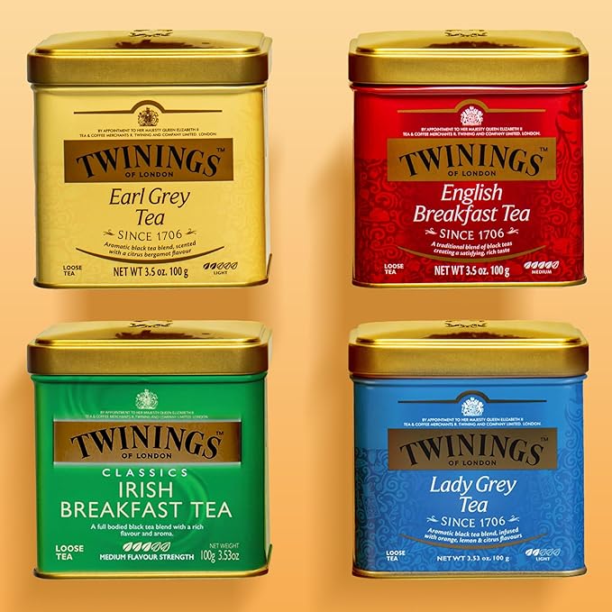 Twinings Earl Grey Loose Black Tea Tins, 3.53 Ounce Tins (Pack of 6), Flavoured with Citrus and Bergamot, Caffeinated, Enjoy Hot or Iced