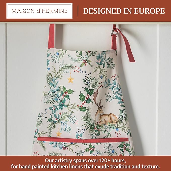 Maison d' Hermine 100% Cotton Apron for women with Pocket Kitchen Chef Apron for Men Cooking Gardening Server Waitress