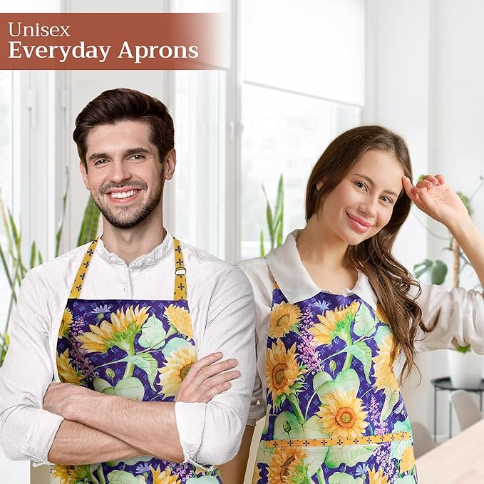 Maison d' Hermine 100% Cotton Apron for women with Pocket Kitchen Chef Apron for Men Cooking Gardening Server Waitress