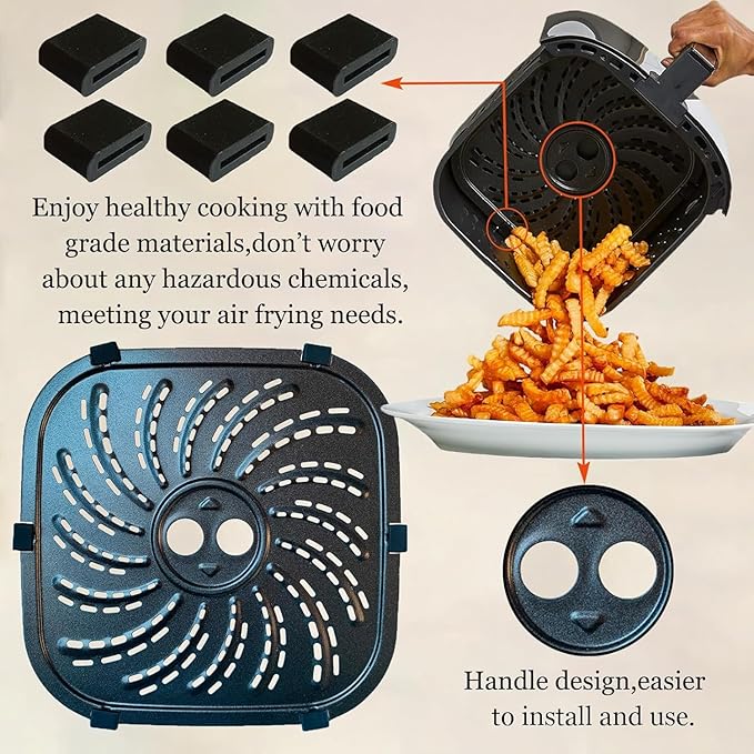 ALJ 4QT Air Fryer Grill Pan for PowerXL Vortex Pro Air Fryer 4QT, Upgraded Replacement Grill Plate Crisper Plate Tray Rack Grate Grid Shelf for 4 Quart PowerXL Air Fryers, Nonstick, Dishwasher Safe
