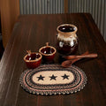 VHC Brands Primitive Colonial Star Table Placemat, Tan Black Red, Jute Blend, Oval, 12x18 Inches