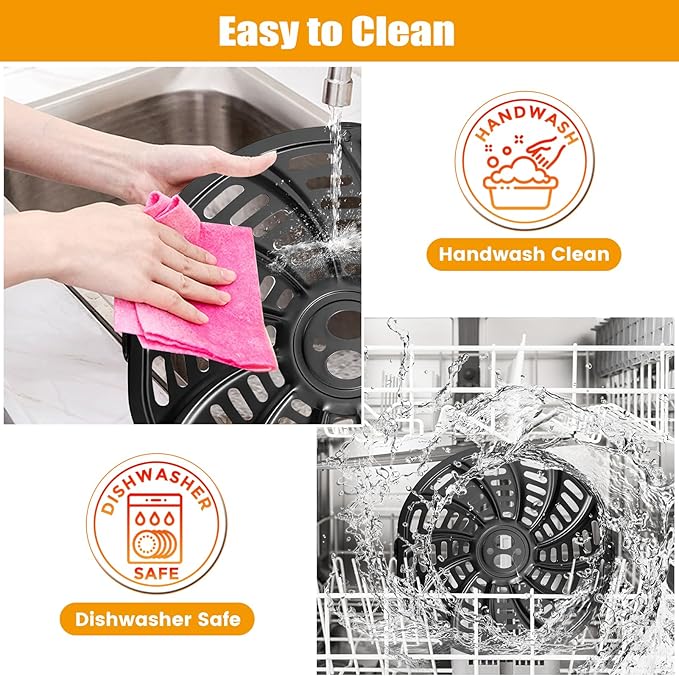 Air Fryer Accessories for Gourmia GAF698 GAF686 Air Fryer, Oval Nonstick 9.3''×8.9'' Air Fryer Replacement Parts Rack Tray Basket Grill Pan Grill Plate Crisper Plate with Rubber Bumpers