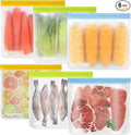 6 Pack Dishwasher Safe Reusable Gallon Freezer Bags Food Storage Bags, Extra Thick Leakproof Silicone & Plastic Free Ziplock Bags for Meal Prep, Fruits, Sandwich, Snack, Travel Items