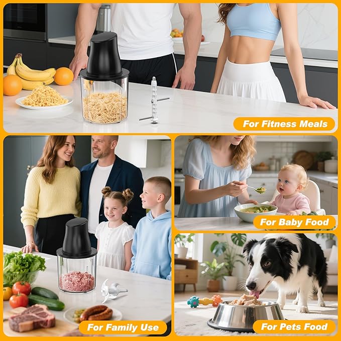 Electric Chicken Shredder Tool: 250W Multifunctional Press-to-Operate Meat Shredder Tool with Large Capacity - Meat Grinder for Chicken Breast, Meats, Fruits, Vegetables, Nuts (Black)