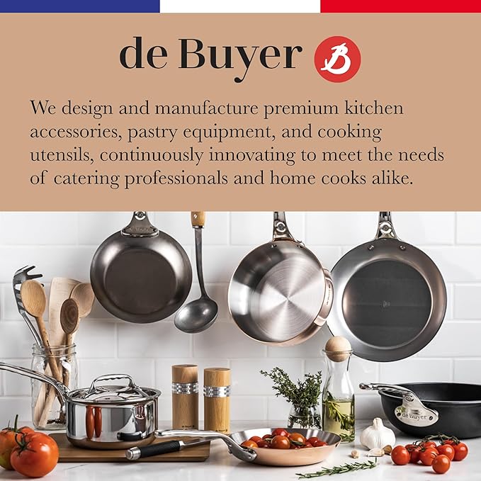 De Buyer MINERAL B Carbon Steel Crepe & Tortilla Pan - 12” Diameter, 10” Cooking Surface - Ideal for Making & Reheating Crepes, Tortillas & Pancakes - PFAS, PFOA & PFOS Free - Made in France
