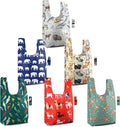 BeeGreen Reusable Grocery Bags 6 Pack - Foldable, Heavy Duty Shopping Tote Bags with Zipper Pouch, Large Capacity (50+ Lbs), Animal Prints Designs for Women & Men, Machine Washable