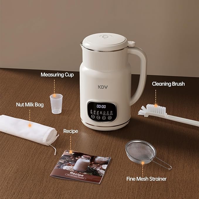 KDV 8 in 1 Nut Milk Maker Machine,32oz Automatic Soy Milk Maker Blender for Almond, Oat, Coconut, Plant-Based & Non-Dairy Milks/Beverages with Delay Start/Boil Water/Keep Warm