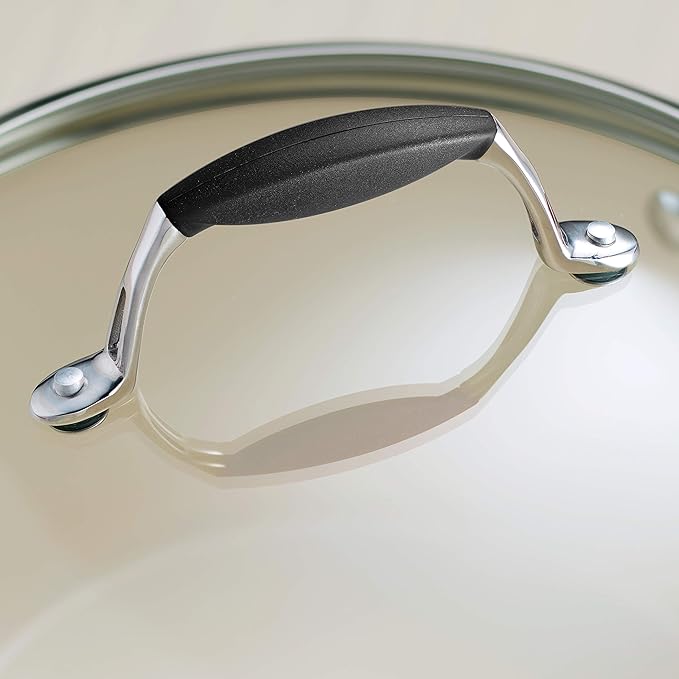 Tramontina Ceramica Deluxe 1.5-Quart Sauce Pan with Glass Lid, Ceramic Non Stick Small Saucepan, Oven-Safe, Metallic Black