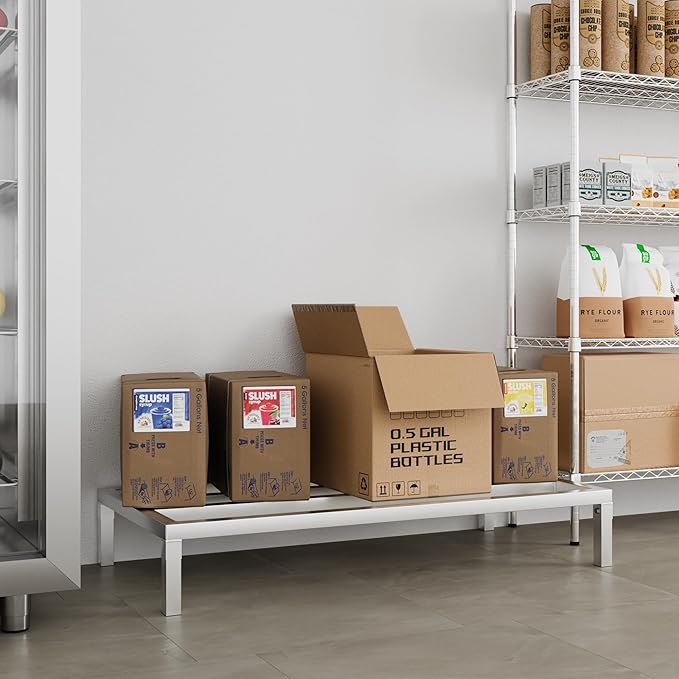 48" Long x 20" Wide | Height: 12" Off The Floor Aluminum Dunnage Rack | Storage in Restaurant, Kitchens and Garages and More!