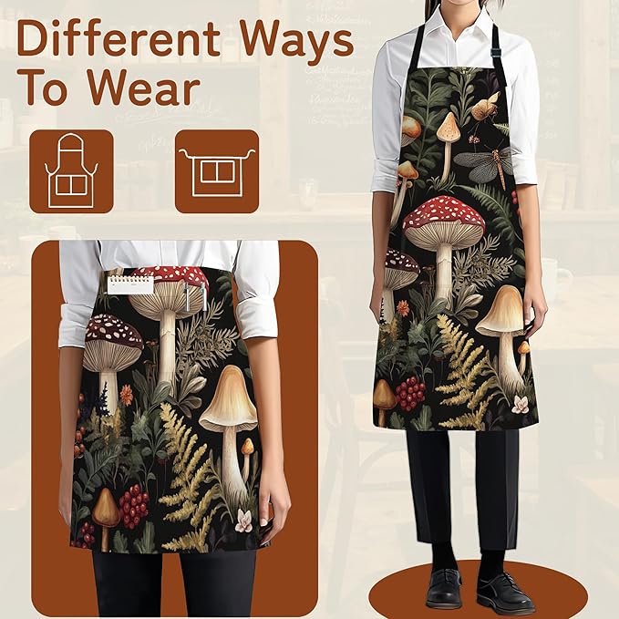 Cooking Aprons for Men and Women,Adjustable Bib Chef Apron with 2 Pockets, Soft and Durability Kitchen Apron