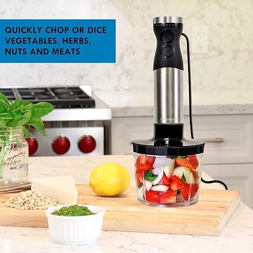 Kenmore Immersion Blender - Handheld Stick Mixer, Electric Hand Blender with Stainless Steel Shaft, Whisk, Variable Speed for Smoothies, Milkshakes, Baby Food, Puree, Batidora de Inmersión