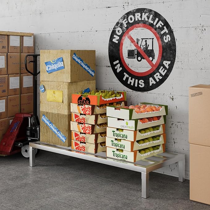 48" Long x 20" Wide | Height: 8" Off The Floor Aluminum Dunnage Rack | Storage in Restaurant, Kitchens and Garages and More!