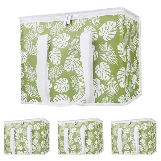 Bodaon 4-Pack Cooler Insulated Food Delivery Bag, X-Large Bags With Top Zippered for Grocery/DoorDash/Catering/Shopping, Thermal Hot Pizza, Large Cold and Frozen, XL Tote, Leaf