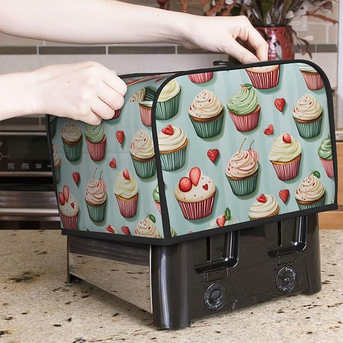 Strawberry Cake 4 Slice Toaster Cover Wide Slot Dustproof Bread Maker Cover Fingerprint Bakeware Protection Kitchen Appliance Cover Toaster Bag