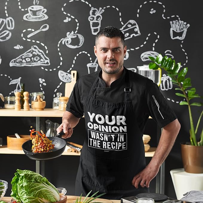 100% Cotton, Black Funny Aprons for Men, Dad, Husband - Birthday, Father’s Day Grilling Gifts for Papa, Husband.