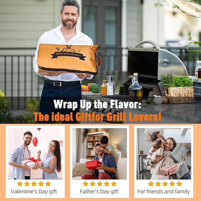 21in BBQ Blanket for Resting Meat-Smoking Meat Insulated Bag for Brisket/Beef/Pork Shoulder/Turkey-White Elephant Christmas Stocking Stuffers Birthday Anniversary Smoker Accessories Gift for Men