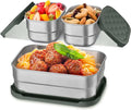 Homikit 3 Pack Kids Lunch Box Set, 18/10 Stainless Steel Bento Boxes with Silicone Lids Leak Proof, 5 Cups Reusable Metal Food Snack Containers for School Daycare, Nontoxic & Dishwasher Safe, Gray