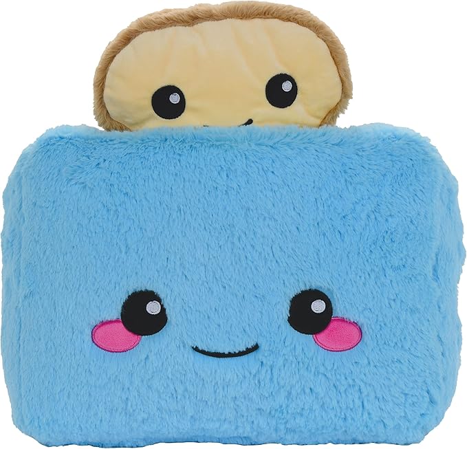 iscream Play with Your Food Kawaii Toast & Toaster Embroidered Accent 11" x 12" Furry Play Pillow