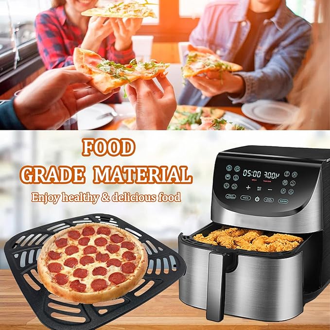 8QT Square Air Fryer Grill Pan for Gourmia GAF856 Air Fryers, Upgraded Nonstick Air Fryer Grill Plate Insert Rack Crisper Tray Plate Grate Grid Shelf for Gourmia 8QT Air Fryers, Dishwasher Safe