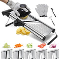 Mandoline slicer, Stainless Steel adjustable Mandoline vegetable slicer, mandoline for kitchen, Vegetable Cutter potato,onion,cucumber slicer, with paring knife, brush and cutproof gloves