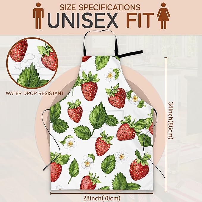Kitchen Apron with Pocket,Waterproof Adjustable Neck and Long Ties, Cooking Baking Gardening Painting Apron for Women
