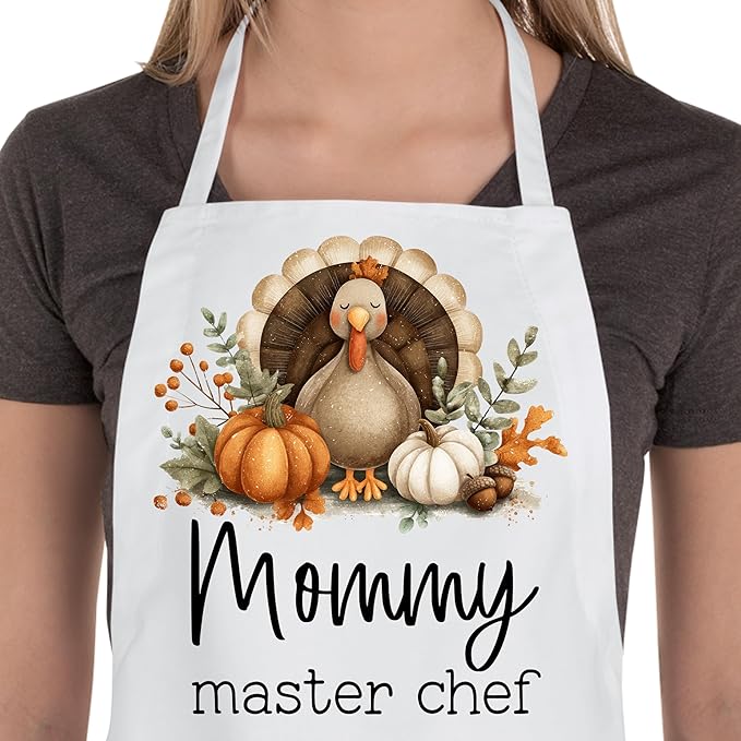 Personalized Thanksgiving Kitchen Apron Set, Family Matching Cooking Aprons, Holiday Cooking & Baking Gift