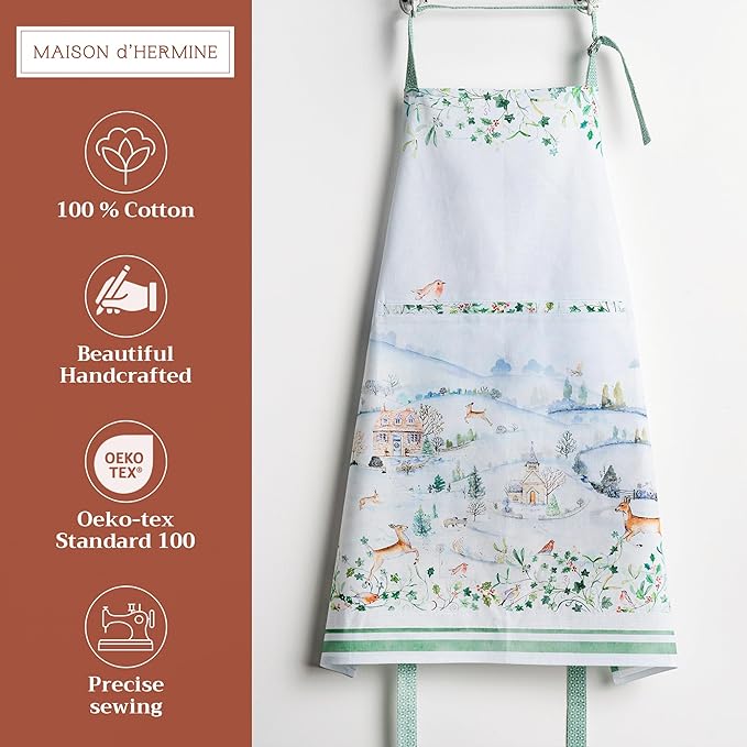 Maison d' Hermine 100% Cotton Apron for women with Pocket Kitchen Chef Apron for Men Cooking Gardening Server Waitress