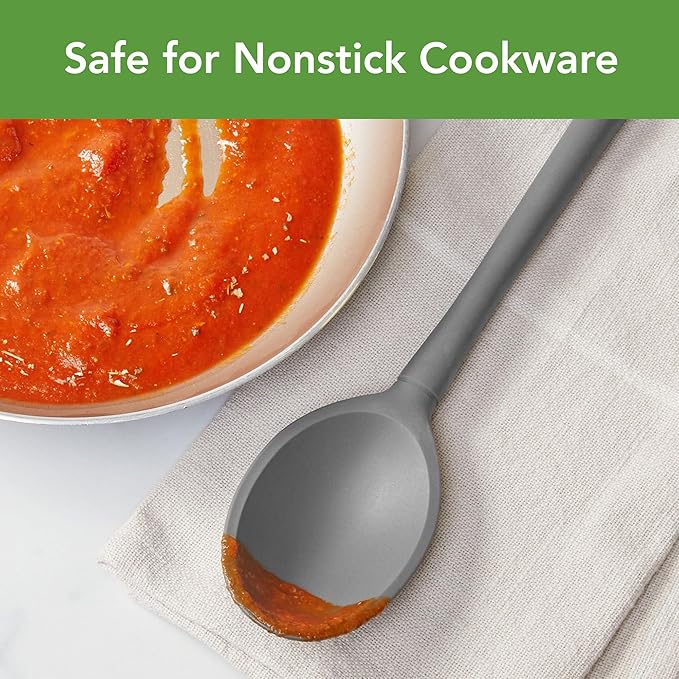 Tovolo Flex-Core Non-Stick All Silicone Deep Spoon Kitchen Utensil for Mixing and Serving – Heat-Resistant, Dishwasher Safe & BPA Free - Charcoal
