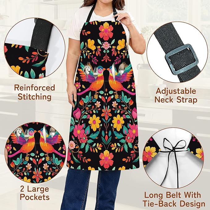 Adjustable Kitchen Apron with Pockets for Women and Men,Soft Chef Apron for Cooking, BBQ, and Grill